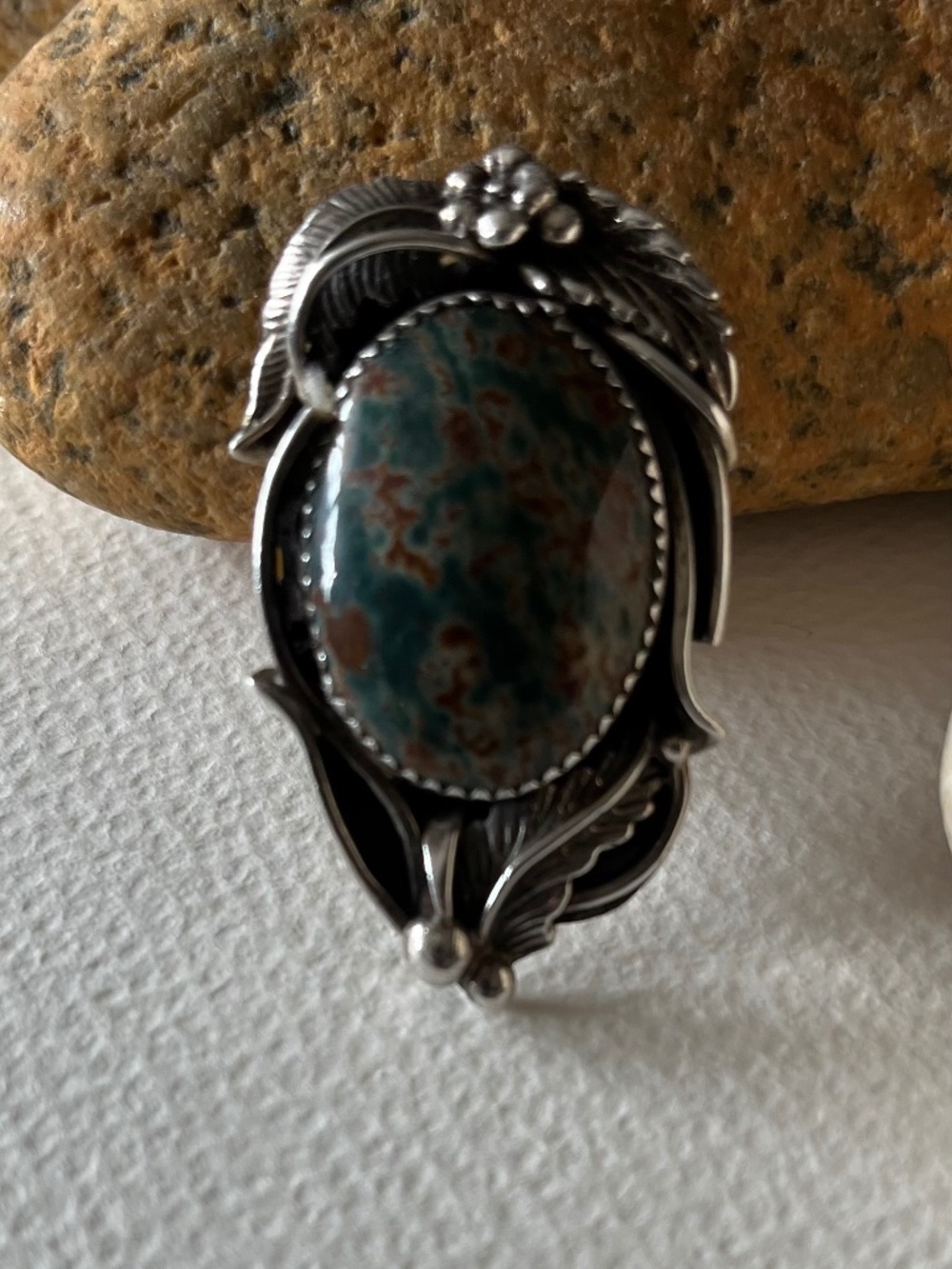 Large Southwest Style Vintage Damele Green  Turquoise Ring